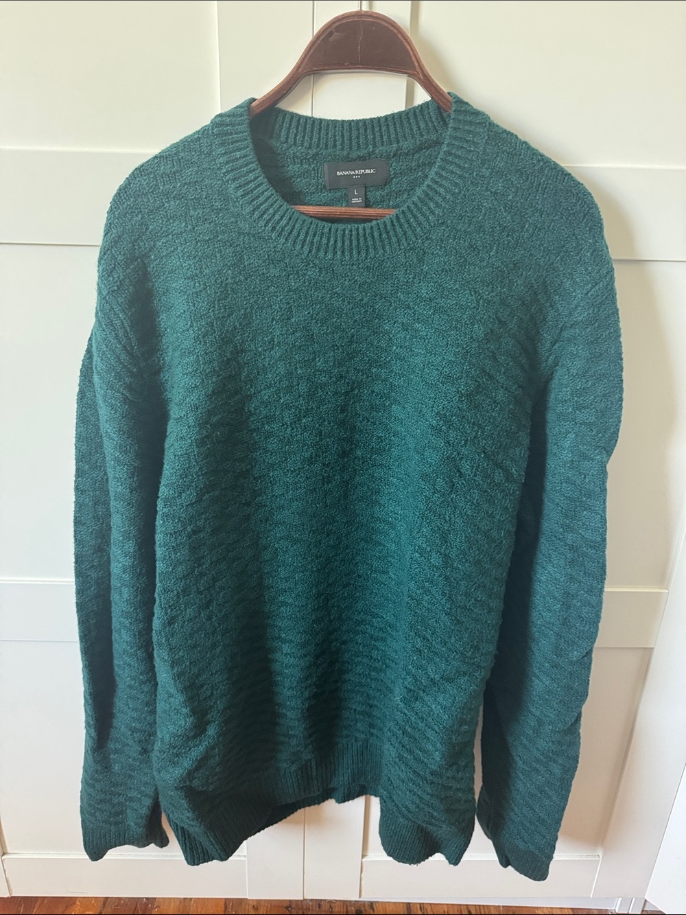 Banana Republic Men's Teal-Green Crewneck Sweater
